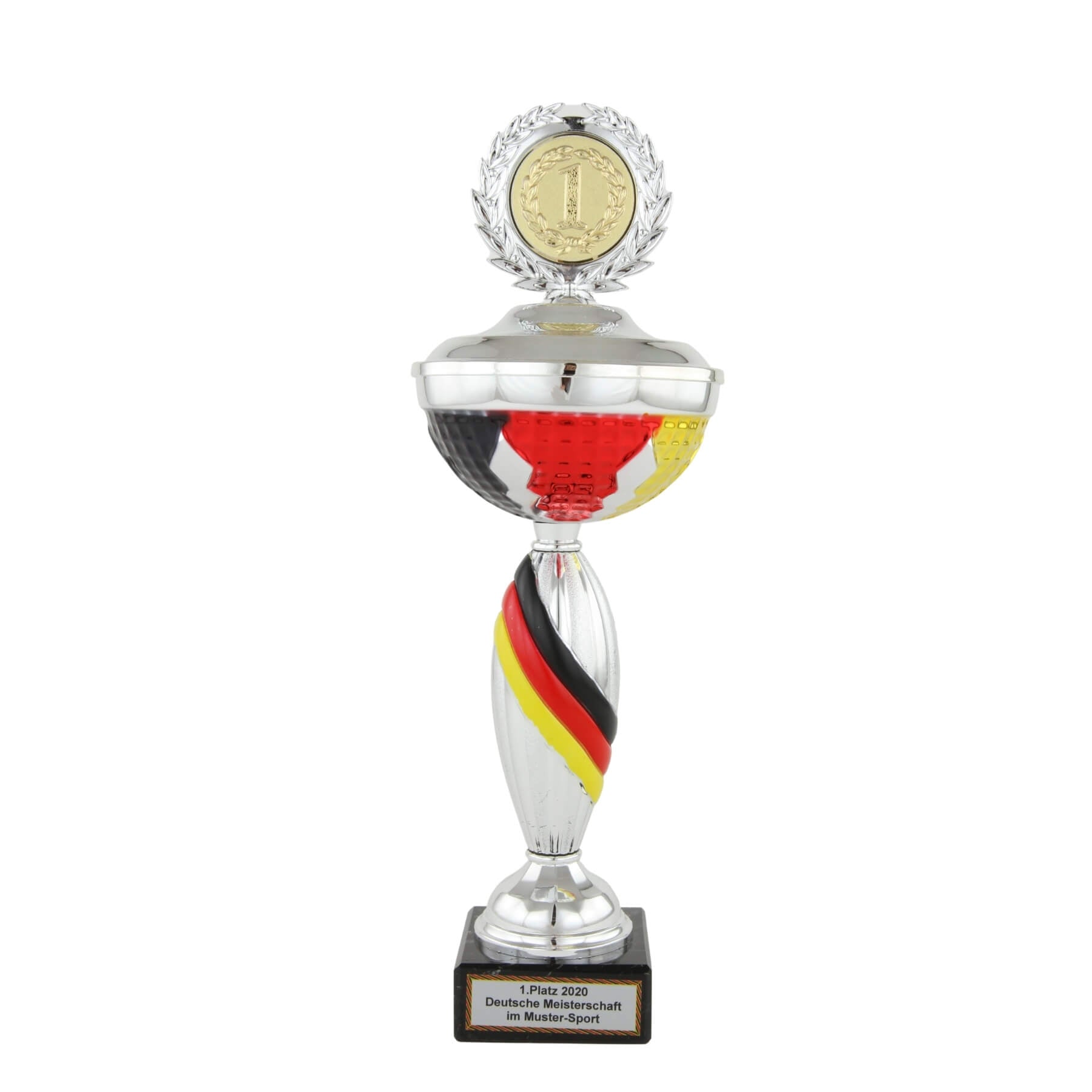 Pokal | Deutschland & Schwarz, Rot, Gold | Personalisiert mit Wunschtext & Emblem